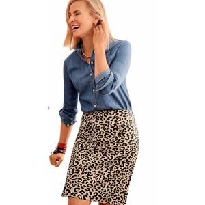 Talbots Canvas A-Line Skirt Abstract Animal Cheetah Print Classic Size 14